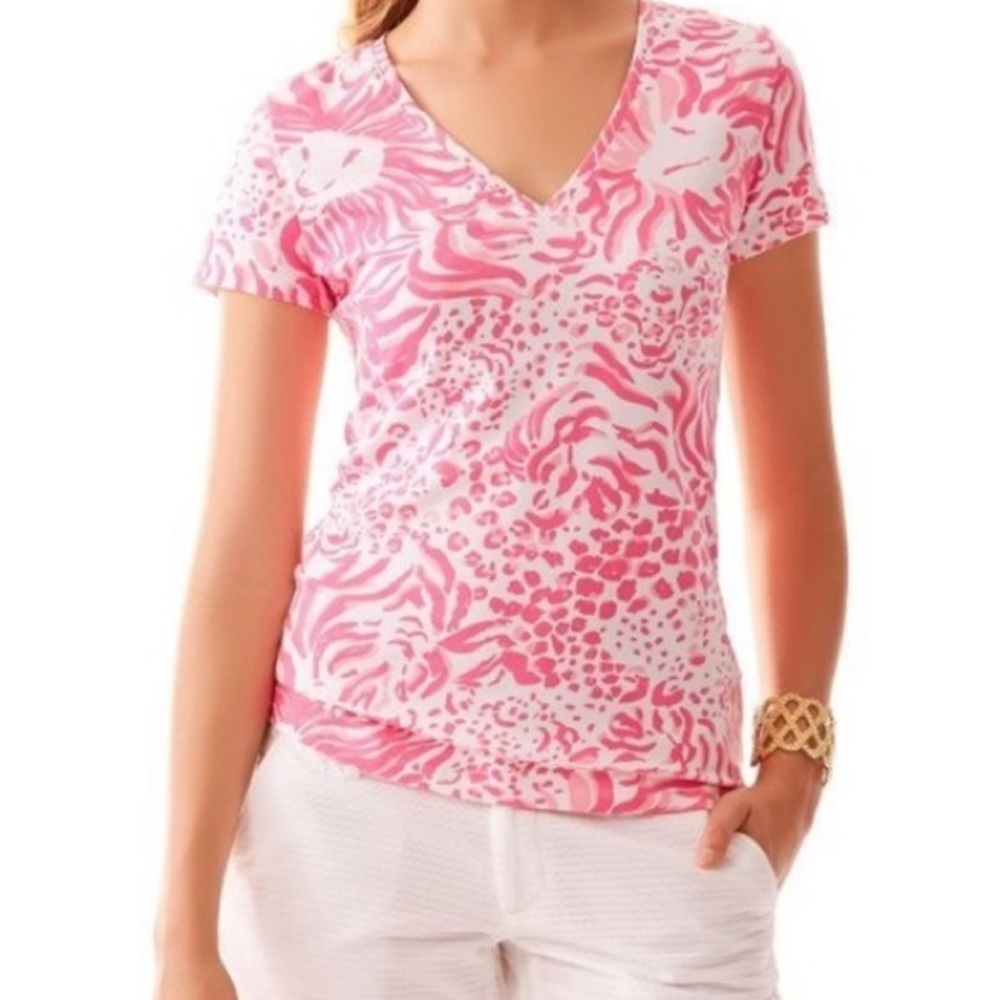 NEW Lilly Pulitzer pink V-neck t-shirt size: SMALL